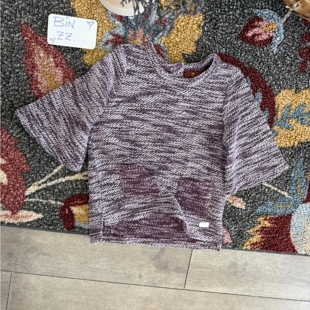 Kids Marled Purple Knit Short-Sleeve Top